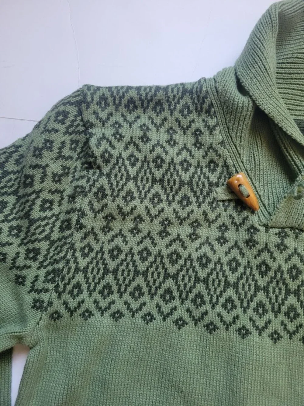 NWT Gioberti boys' 100% cotton pullover knitted sweater shawl collar Fair Isle